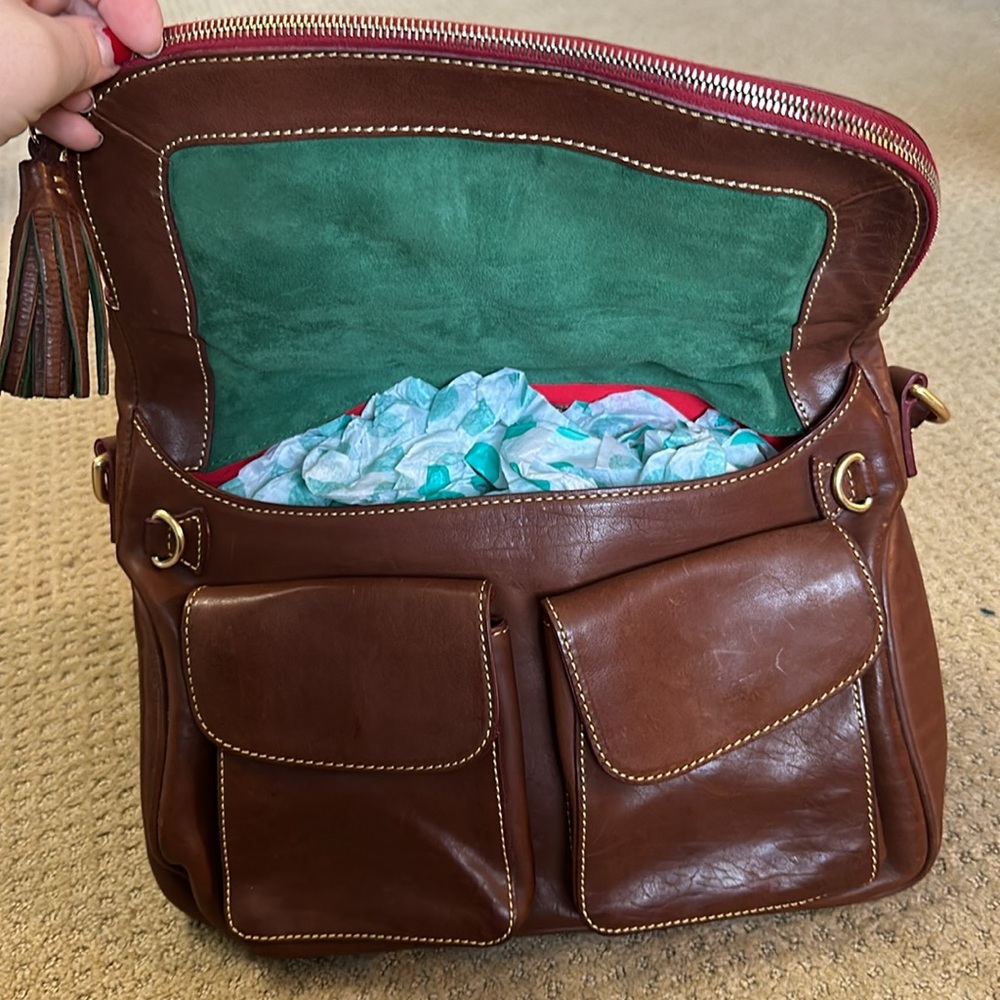 Dooney & Bourke Chestnut Zip Flap Double Pocket Florentine Shoulder Bag - Picture 2 of 7